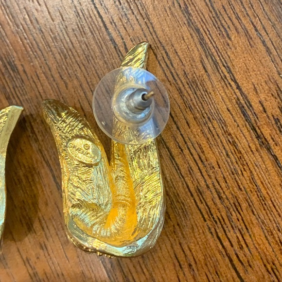 Vintage Givenchy Gold Tone Rhinestone Ribbon Post Earrings - Picture 3 of 6